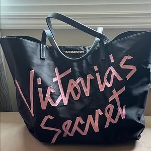 Victoria's Secret Black Tote with Pink Script